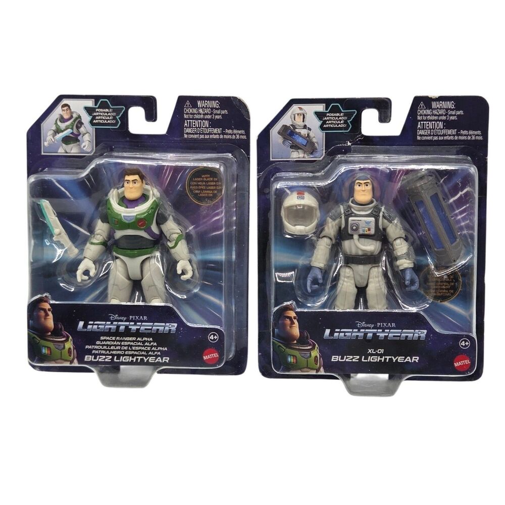 Mattel Disney Pixar Buzz Lightyear XL-01 And Space Ranger Alpha Figures 5in NEW